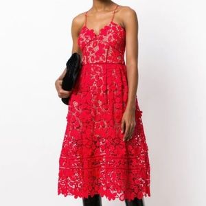 Self Portrait 3D Floral Azaelea Dress Tomato Red